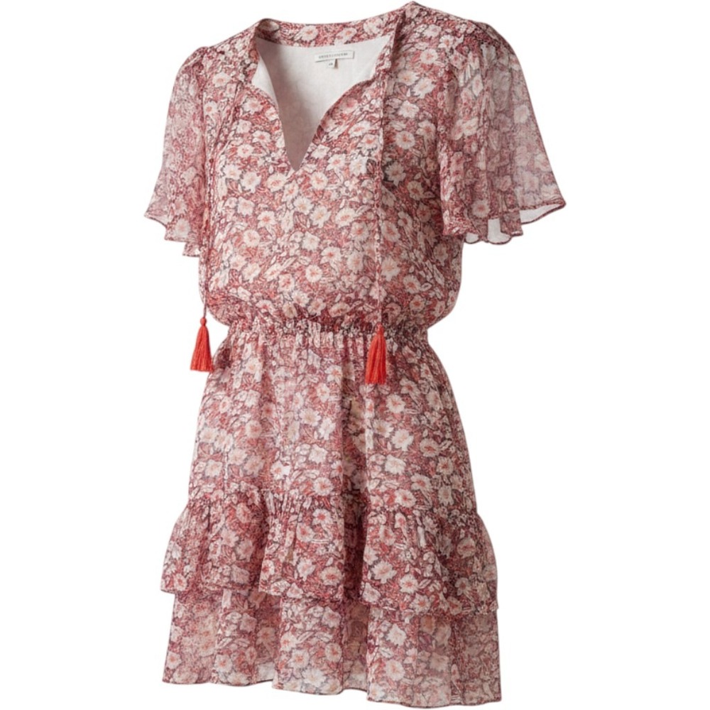 Rebecca Minkoff‎ Floral Drop Waist Tassel Mini Dress SP1763629B Pink XS